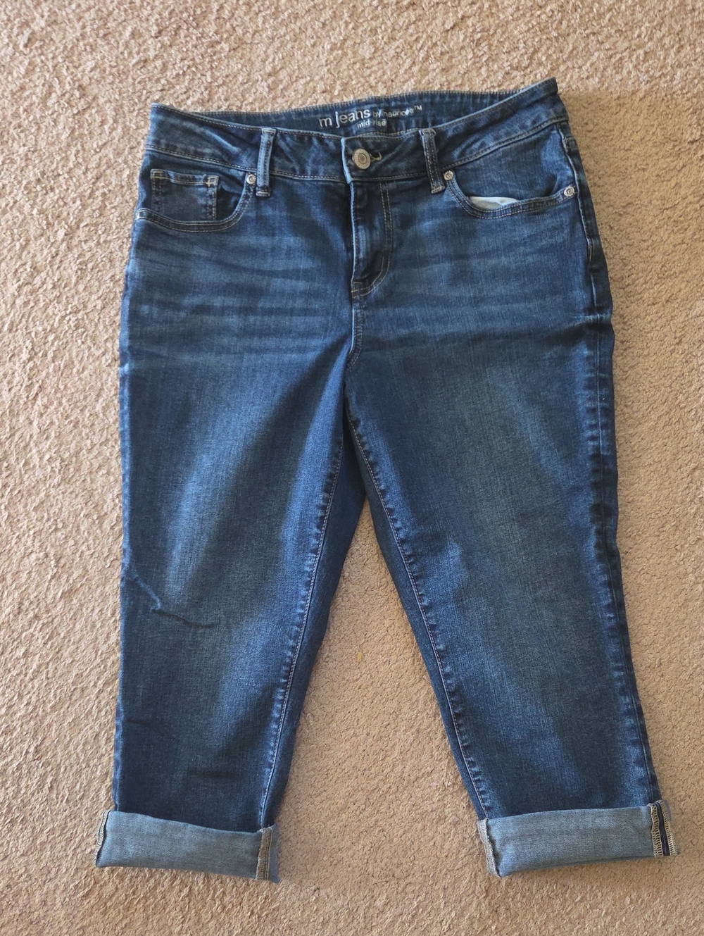 Maurices Dark Blue Boyfriend Cropped Jeans, Size 12